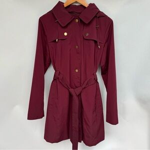 London Fog Trench rain dress Snap Coat Burgundy